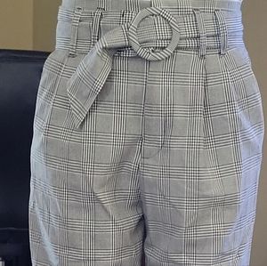 Trf Collection by Zara High Waisted Belted Plaid Pants